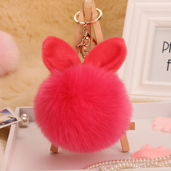 可爱超大兔耳朵毛球挂件毛球包包挂件仿兔毛钥匙扣挂饰毛毛绒球女