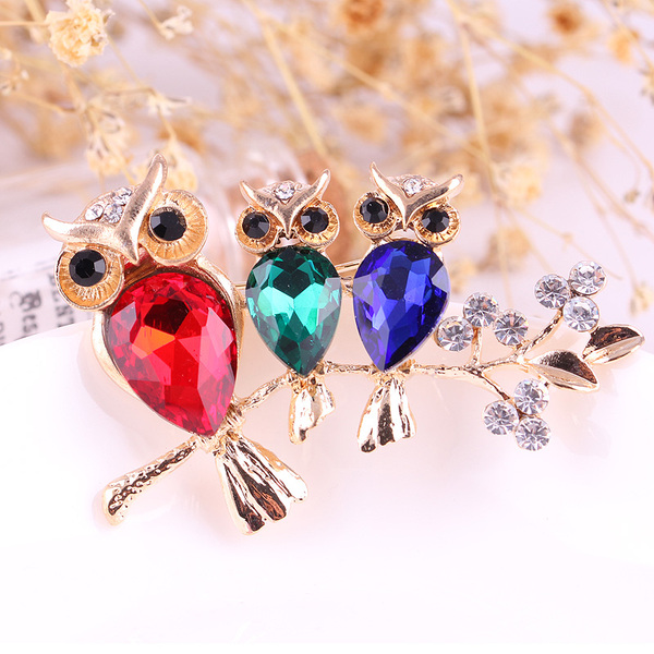 买二送一韩版时尚高档手工水晶彩钻动物花草合金胸针女别针正品