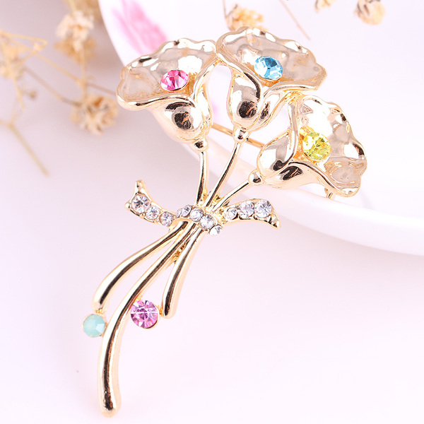 买二送一韩版时尚高档手工水晶彩钻动物花草合金胸针女别针正品