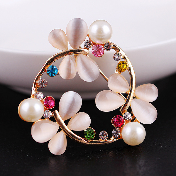 买二送一韩版时尚高档手工水晶彩钻动物花草合金胸针女别针正品