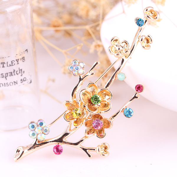买二送一韩版时尚高档手工水晶彩钻动物花草合金胸针女别针正品