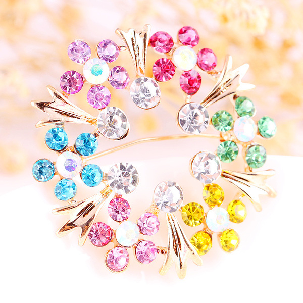 买二送一韩版时尚高档手工水晶彩钻动物花草合金胸针女别针正品