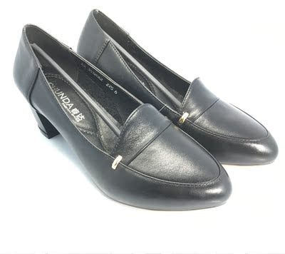 春达春季真皮单鞋软底中老年防滑女鞋圆头平跟浅口休闲平底皮鞋