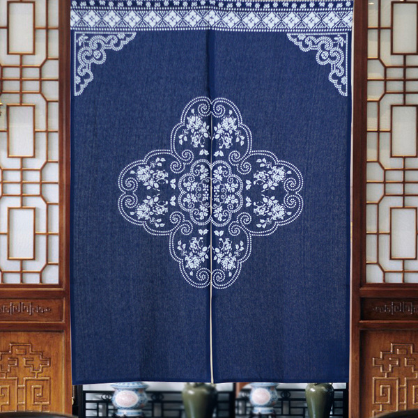 日式门帘布艺软门帘隔断帘风水门帘布帘卧室卫生布门帘 四季常春