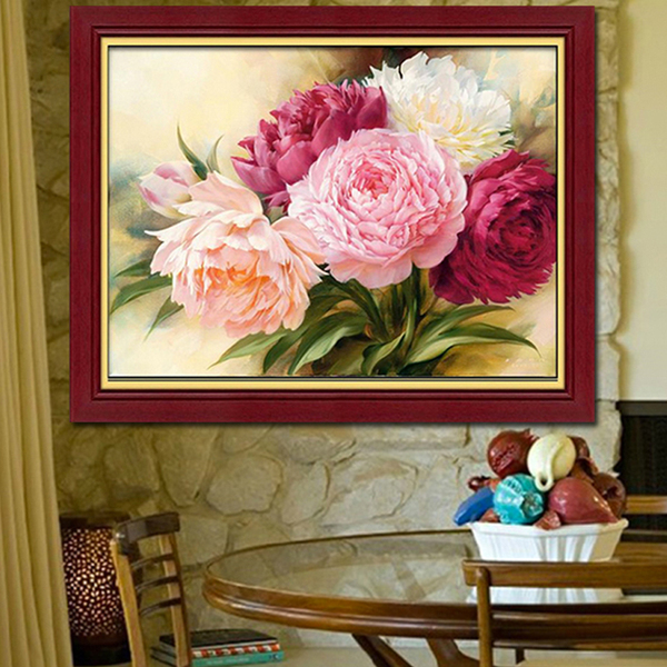 5d钻石画 牡丹满钻魔方圆钻花卉花开富贵餐厅卧室客厅粘钻十字绣