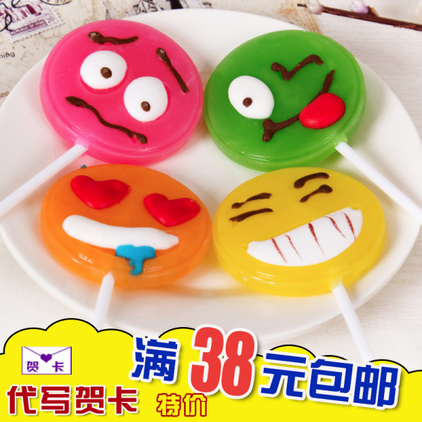 圣诞节可爱卡通创意造型硬糖送同学礼物品笑脸表情棒棒糖零食批发