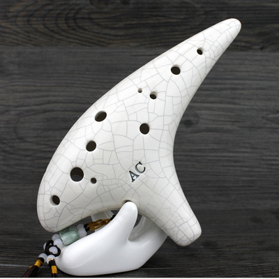 名牌正品 洪啸12孔中音c调蓝裂陶笛 送教材 送教学视频 初学必选