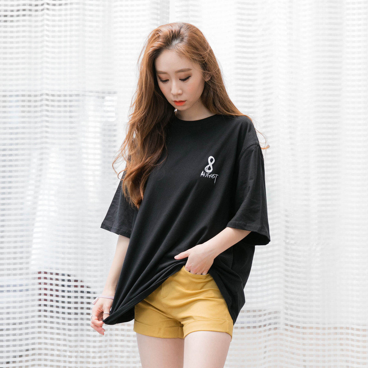 韩国五分袖上衣韩版中长款短袖t恤女宽松中袖半截纯棉半袖大码夏