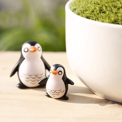 5pcs cute penguin fairy garden gnome animals moss terrarium