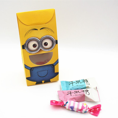 卡通小黄人牛轧糖包装纸盒 烘焙 diy饼干食品包装盒1个装