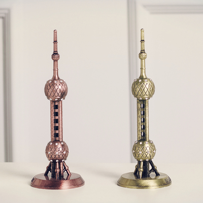 东方明珠电视塔金属电视柜摆件工艺品建筑模型创意办公桌面装饰品