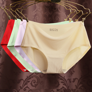 女士 冰丝一片式中腰低腰 无痕内裤 4条装