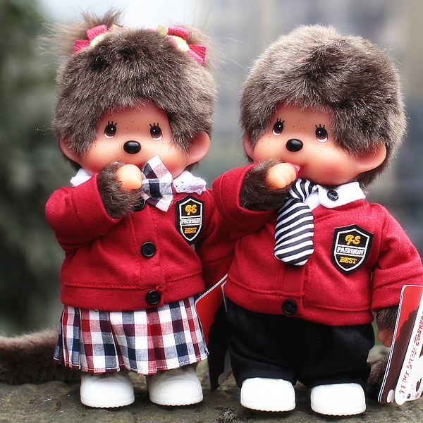 蒙奇奇公仔一对小娃娃正版萌琦琦情侣玩具玩偶男女朋友生日礼物品