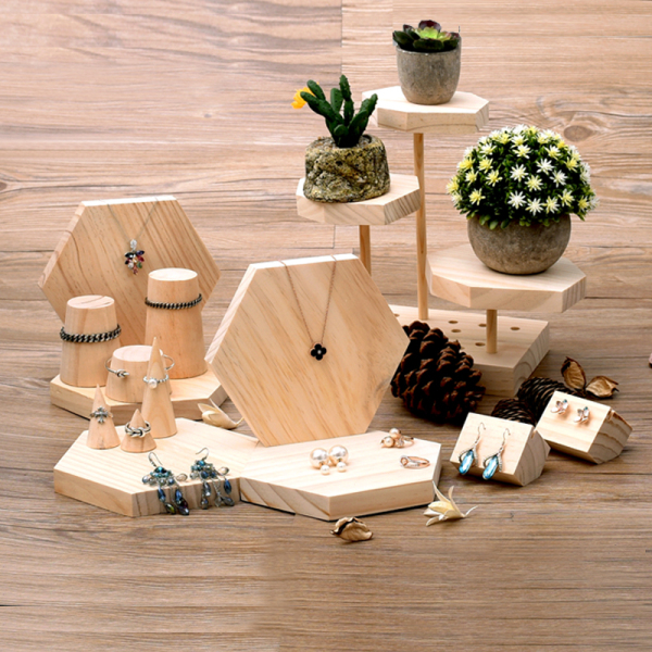 纯手工首饰架展示架饰品盘实木手镯架 手链耳钉盒 戒指托 原木色