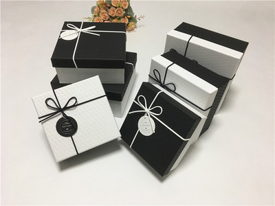 黑白编织纹正方形情人节礼物包装盒商务礼品包装盒生日礼盒包邮