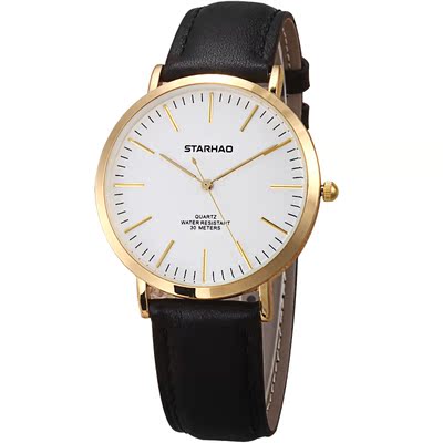 星豪男女学生表韩版真皮表带简约男表时尚潮流女生手表防水石英表