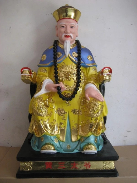 厂家直销佛像树脂佛像镀金彩绘保家仙黄三太爷太奶佛像88厘米高