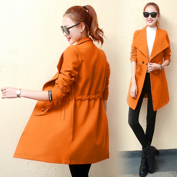 中长款2016秋冬新款修身纯色呢子大衣女装潮秋装衣服女-淘宝网全球站