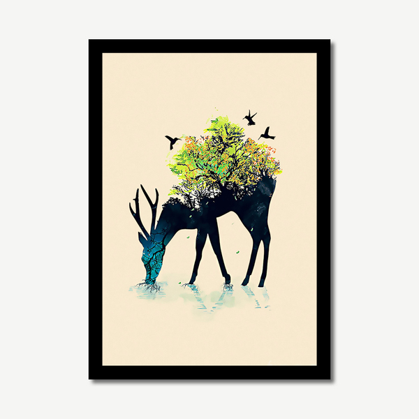 鹿小清新装饰画客厅现代简约挂画饭厅壁画走廊玄关有框画背景墙画