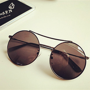 【阿瞳目】2014新款金属合金太阳镜/复古圆框加双梁设计墨镜