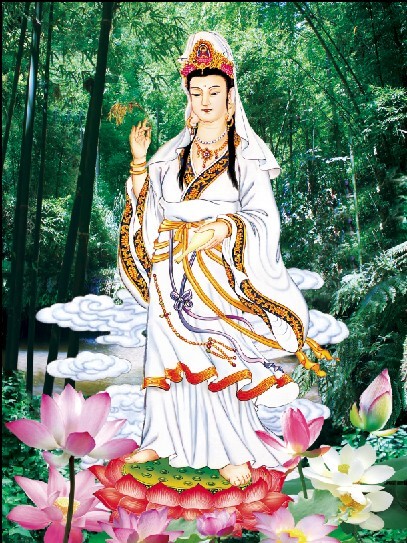 竹林观音pet高清3d立体画批发三维立体画客厅佛像挂画玄关装饰画