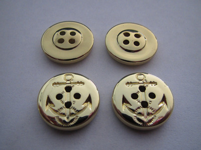 金色abs 15mm 四眼纽扣 铁锚水手图案 塑料扣子毛衫装饰扣0.2元