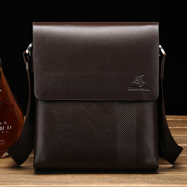 保罗男包包单肩包休闲斜挎包 潮公文包横款 斜跨翻盖背包