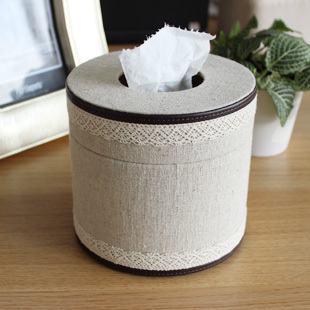 乐尚 麻布系列 田园风 卷纸纸巾盒 纸巾筒 收纳筒