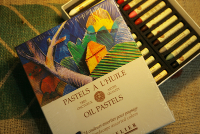 法国sennelier申内利尔风景色系油粉条24色套装画棒油画棒色粉棒