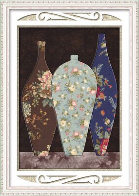 特价布艺促销拼布布贴画欧式diy材料套包古典花瓶清新婉约32*45cm