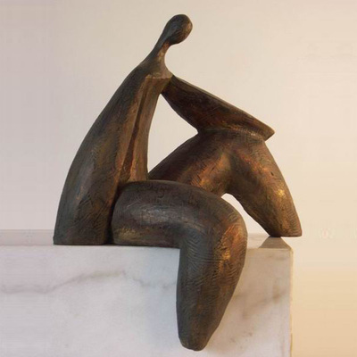 人物雕塑静态座姿女人造型摆件树脂艺术品简约现代家居软装饰无声