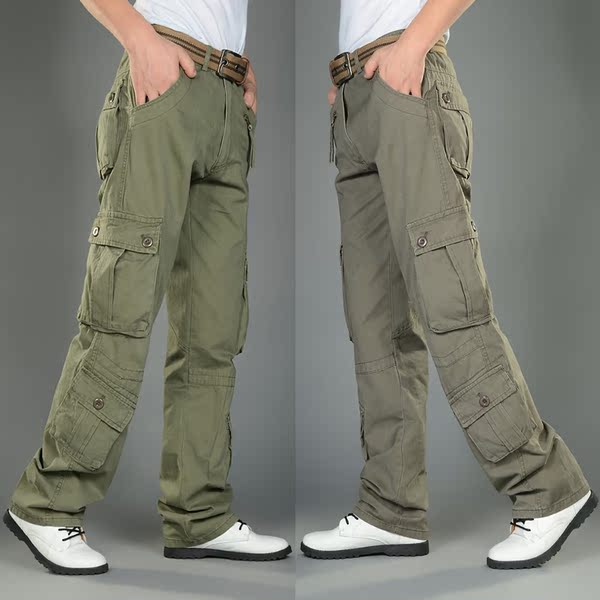春夏多口袋休闲裤宽松迷彩工装裤男士户外长裤男装多兜运动军裤子