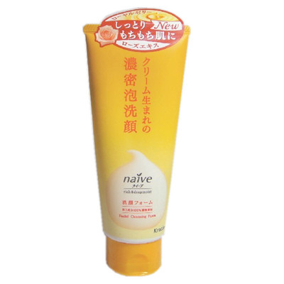 日本最新 嘉娜宝naive泡沫洁面乳 泡沫洗面奶 玫瑰提取液 130g