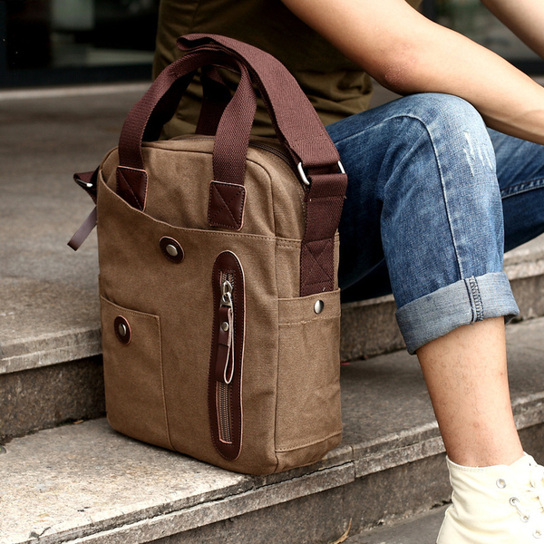 2015新款男士包包帆布潮流男用包商务休闲男款手提包单肩包斜挎包