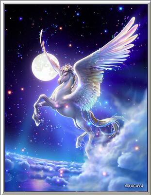 飞马逐月钻石画十字绣5d魔方钻方钻圆钻满钻客厅画独角兽天马行空