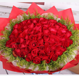 绝对新鲜99朵红玫瑰送小熊求你爱情恋情送花领证送花求爱花束快递
