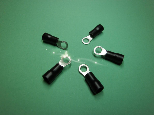 紫铜o形预绝缘接地片 o型绝缘接线端子环形环型铜鼻子rv3.5-5s