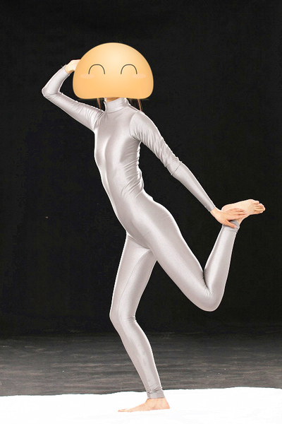 全包 连体紧身衣 氨纶lycra spandex fetish 金属银莱卡健美服