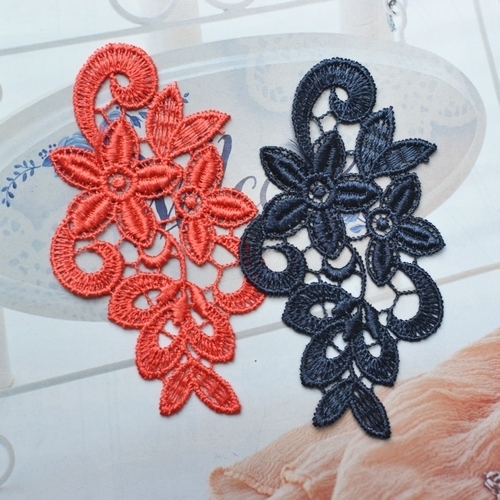 手工辅料 精美小花朵丝线贴花 1元/对 2色入