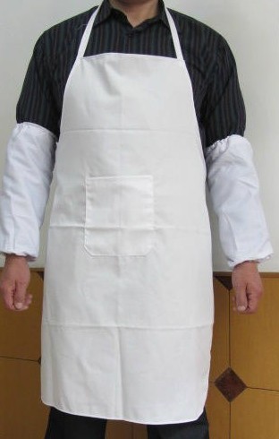 纯白围裙食堂餐厅厨房用围裙 防水饭单棉布围兜 挂脖厨师围腰围布