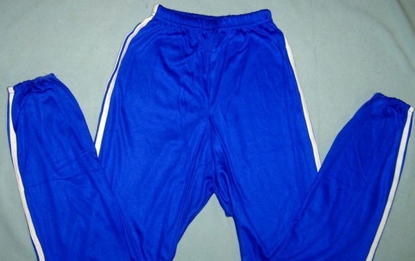 70年代老式蓝色运动裤图片