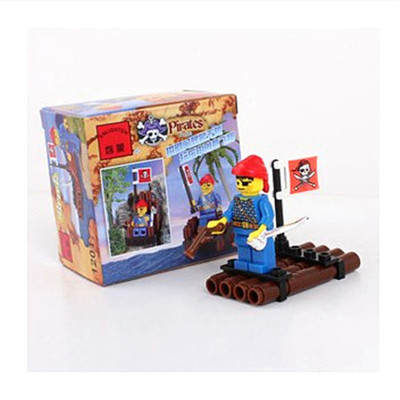 启蒙拼插装积木益智玩具海盗系列启蒙1201小木筏船兼容小颗粒开智