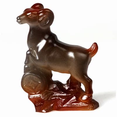 东茶西壶 风水吉祥物十二生肖生日礼物树脂变色茶宠12生肖羊 小号