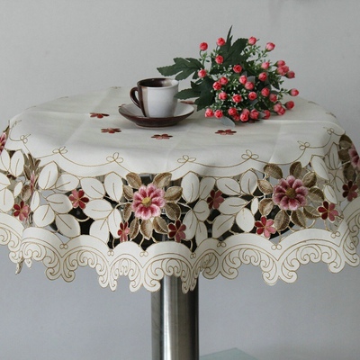 218欧式田园绣花桌布 布艺圆盖巾 咖啡桌布