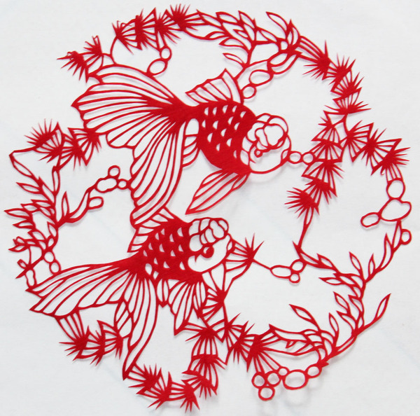 画刻纸装饰精品送人特色礼品作品纯手工热卖促销 剪纸小鱼精品喜