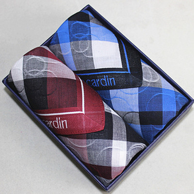 抢销 精品纯棉男手帕 手绢双条礼盒装 高档60支皮尔卡丹 包邮