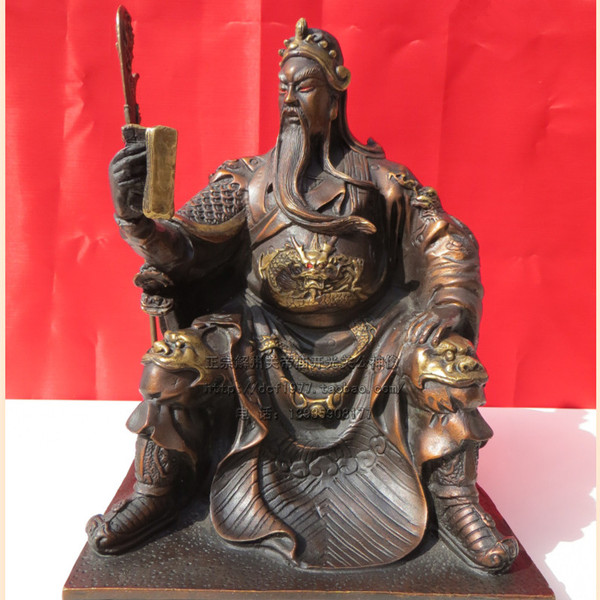关帝庙开光28cm看书关公铜像坐像摆件夜读春秋武财神招财家居镇宅