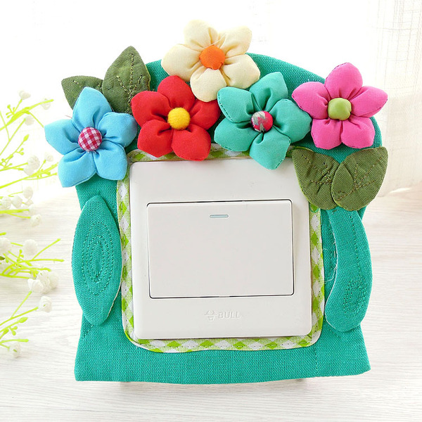 田园布艺开关套墙贴保护套布开关套开关装饰保护套 3个包邮