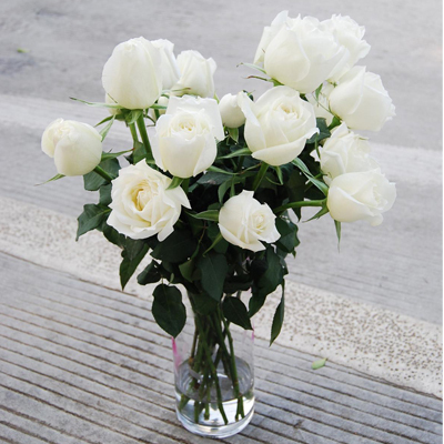 11枝白玫瑰瓶插花厦门花瓶插花集美鲜花店送花友情鲜花海沧鲜花
