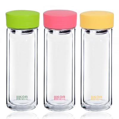 【天猫超市】吉康生活 双层玻璃杯350ml 水杯办公杯子防漏jk-5004